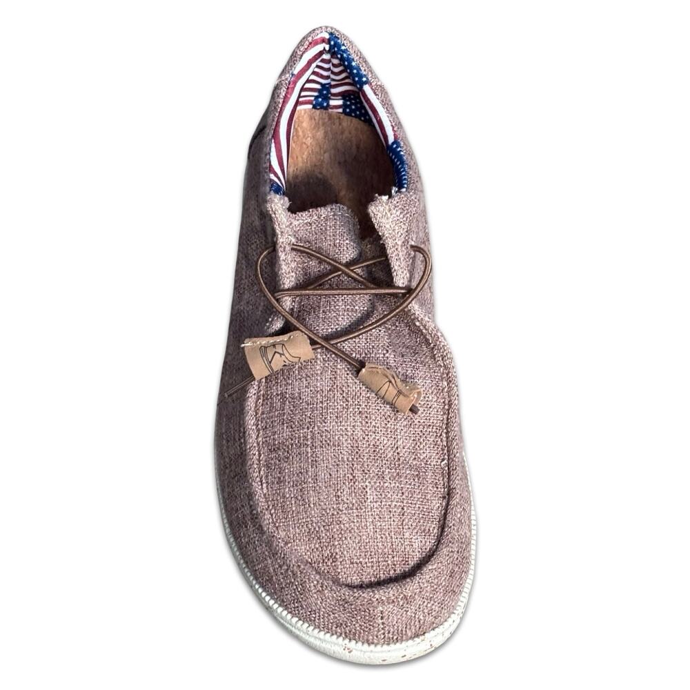 Mens Lightweight Stretch‎ Canvas Slip On Loafers Brown Casual Comfort Shoes